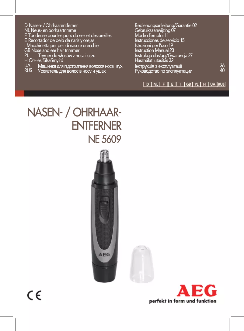 Imagen de la primera página del manual del dispositivo NE 5609 AEG