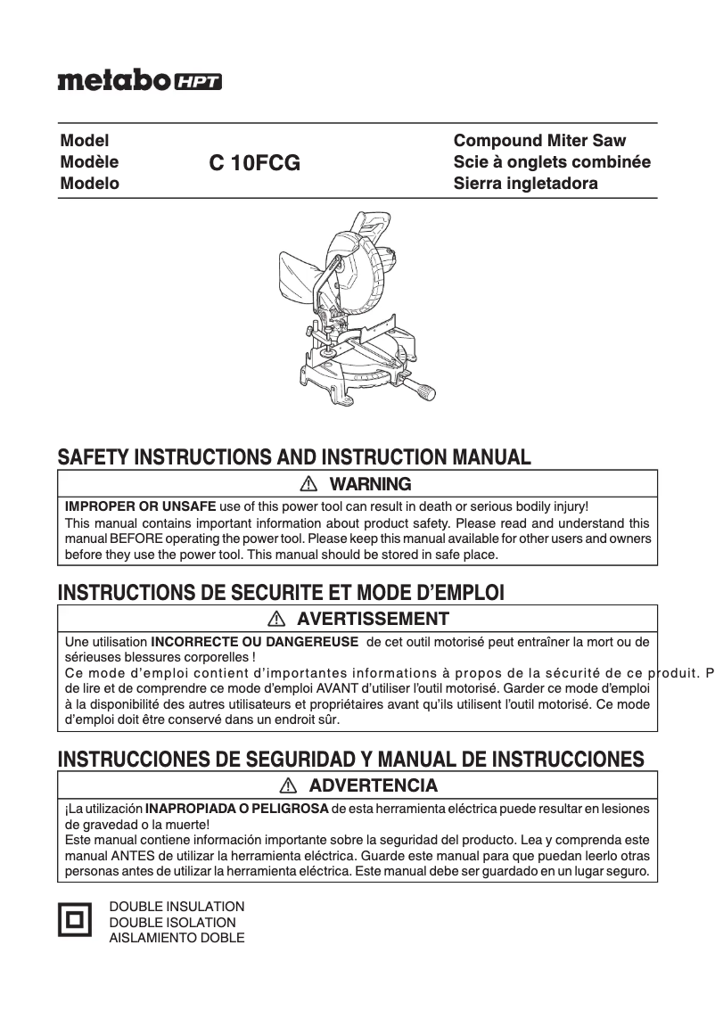 Page 1 de la notice Manuel utilisateur HiKOKI C10FCG