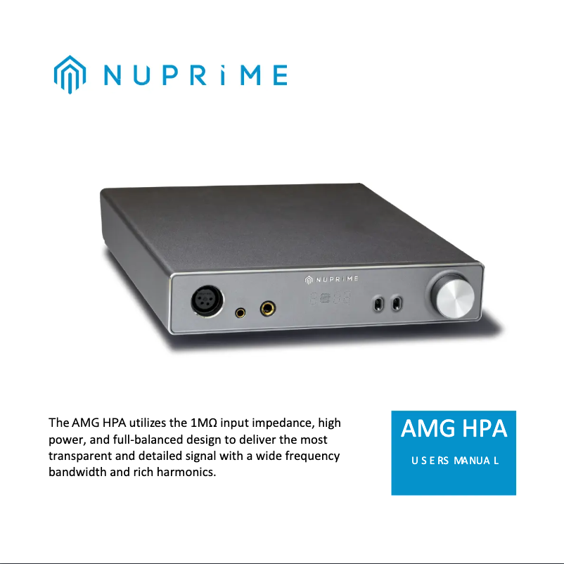 Page 1 de la notice Manuel utilisateur NuPrime AMG HPA