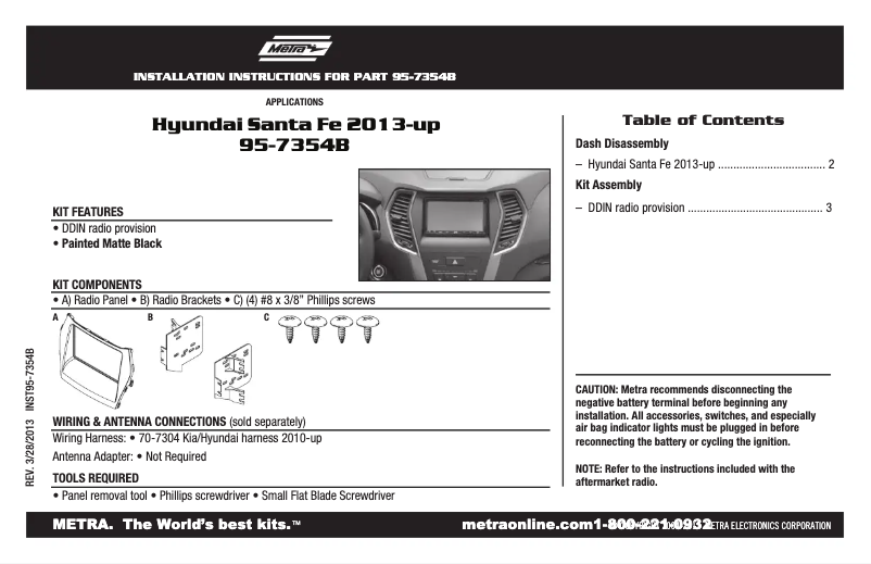 Page n°1 - Guide d'installation Metra 95-7354B