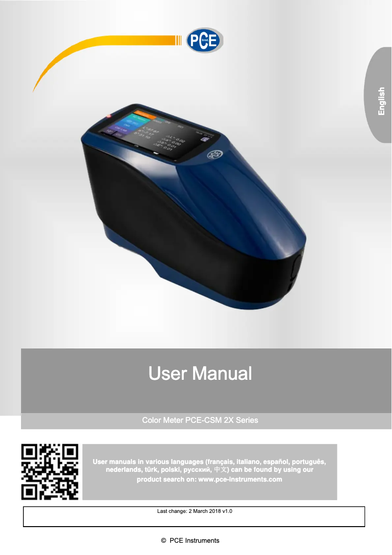 Page n°1 - Manuel utilisateur PCE Instruments PCE-CSM 20