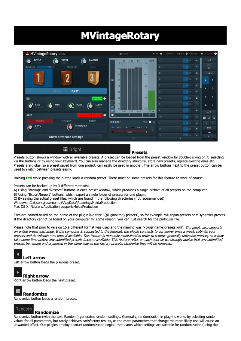 Page 1 de la notice Manuel utilisateur MeldaProduction MVintageRotary