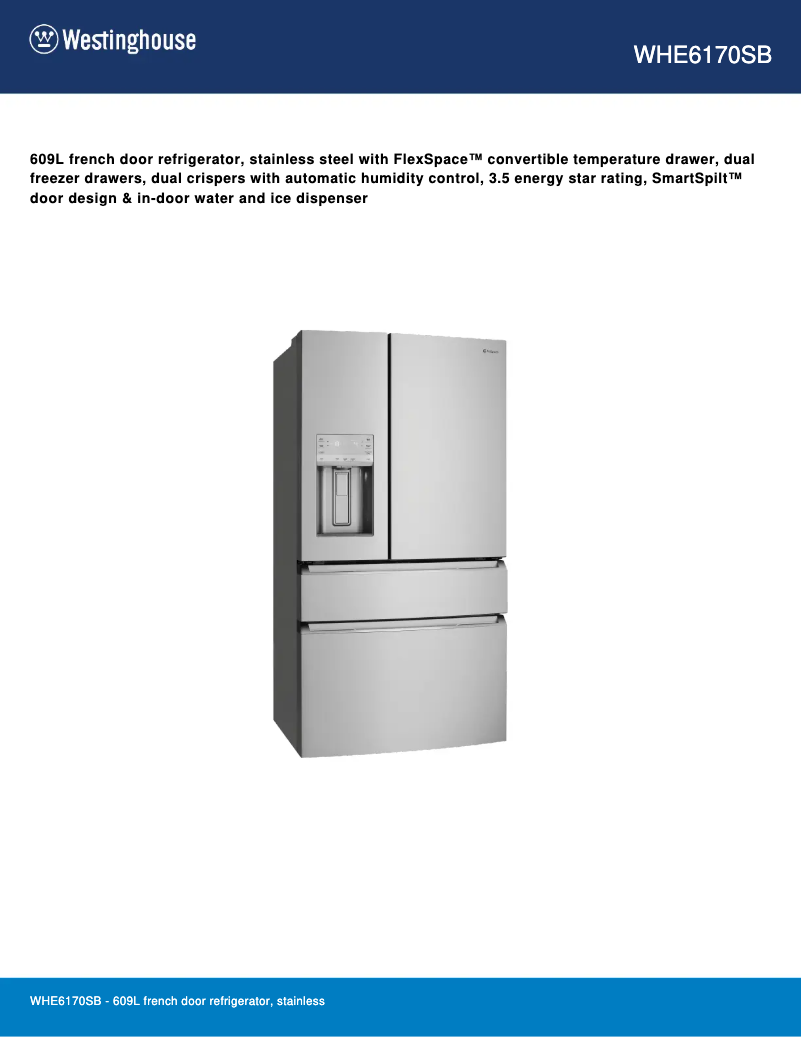 Image de la première page du manuel de l'appareil WHE6170SB