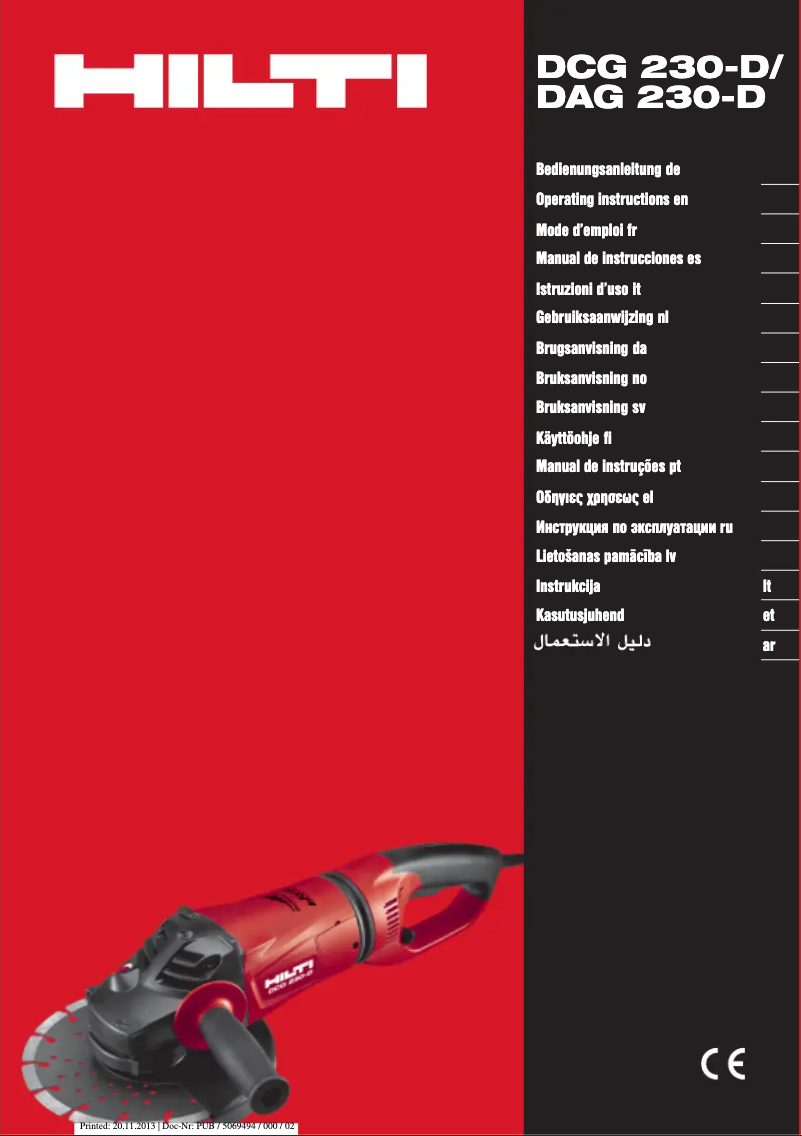 Page 1 de la notice Manuel utilisateur Hilti DCG 230-D