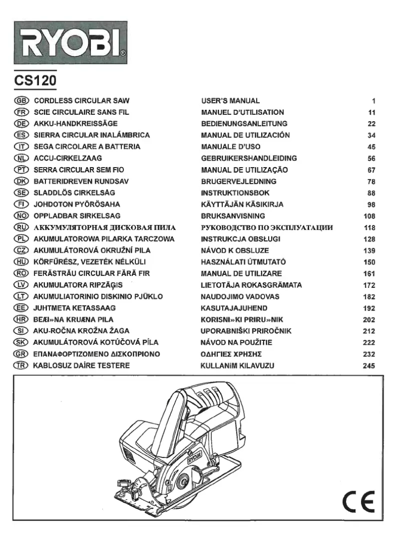 Page 1 de la notice Manuel utilisateur RYOBI CS120