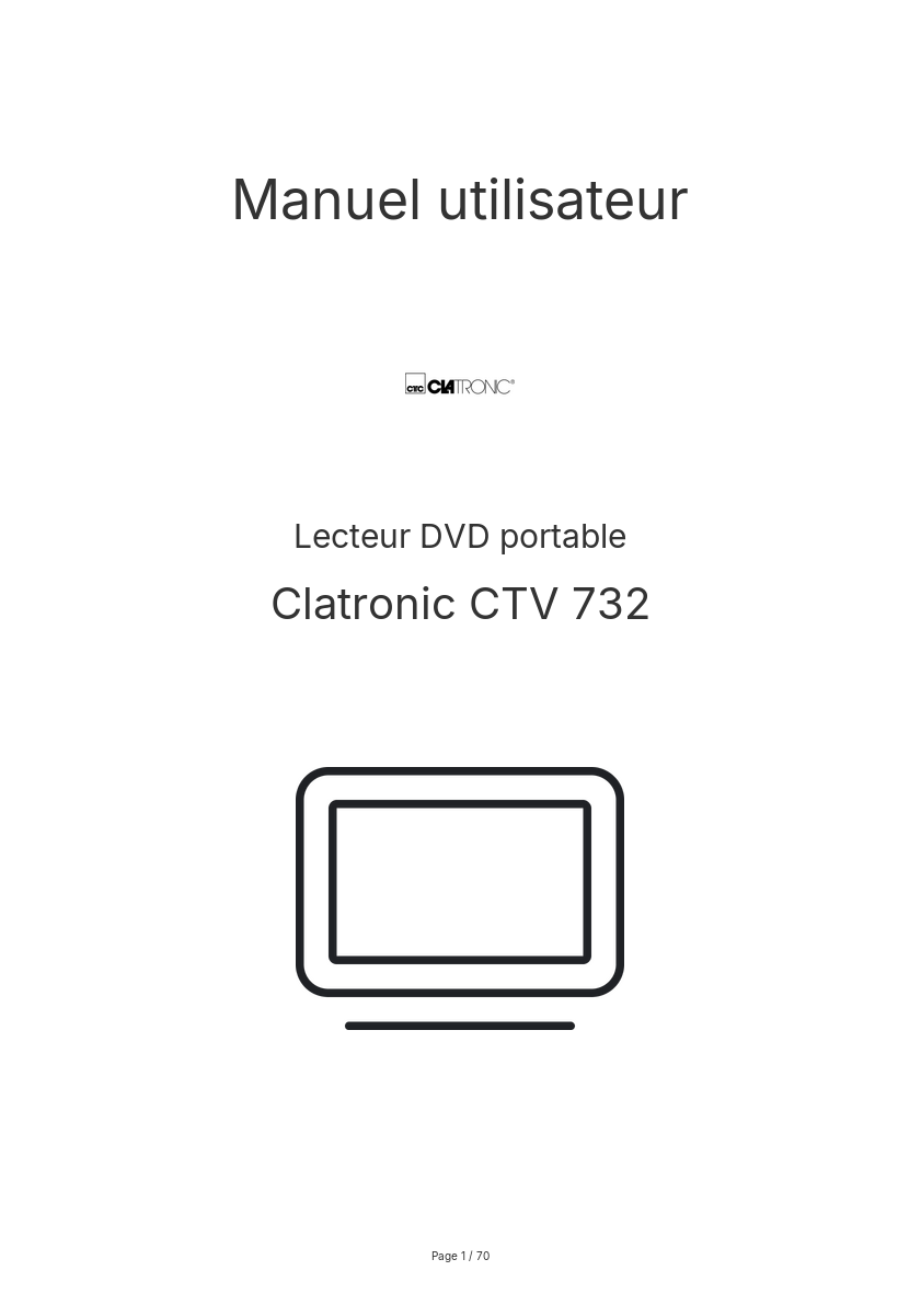 Image de la première page du manuel de l'appareil CTV 732