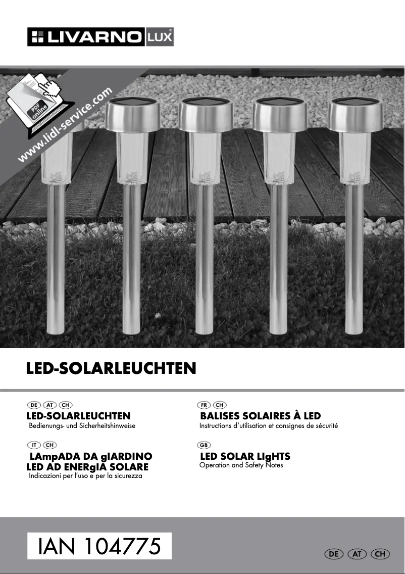 Page n°1 - Manuel utilisateur Livarno Lux IAN 104775