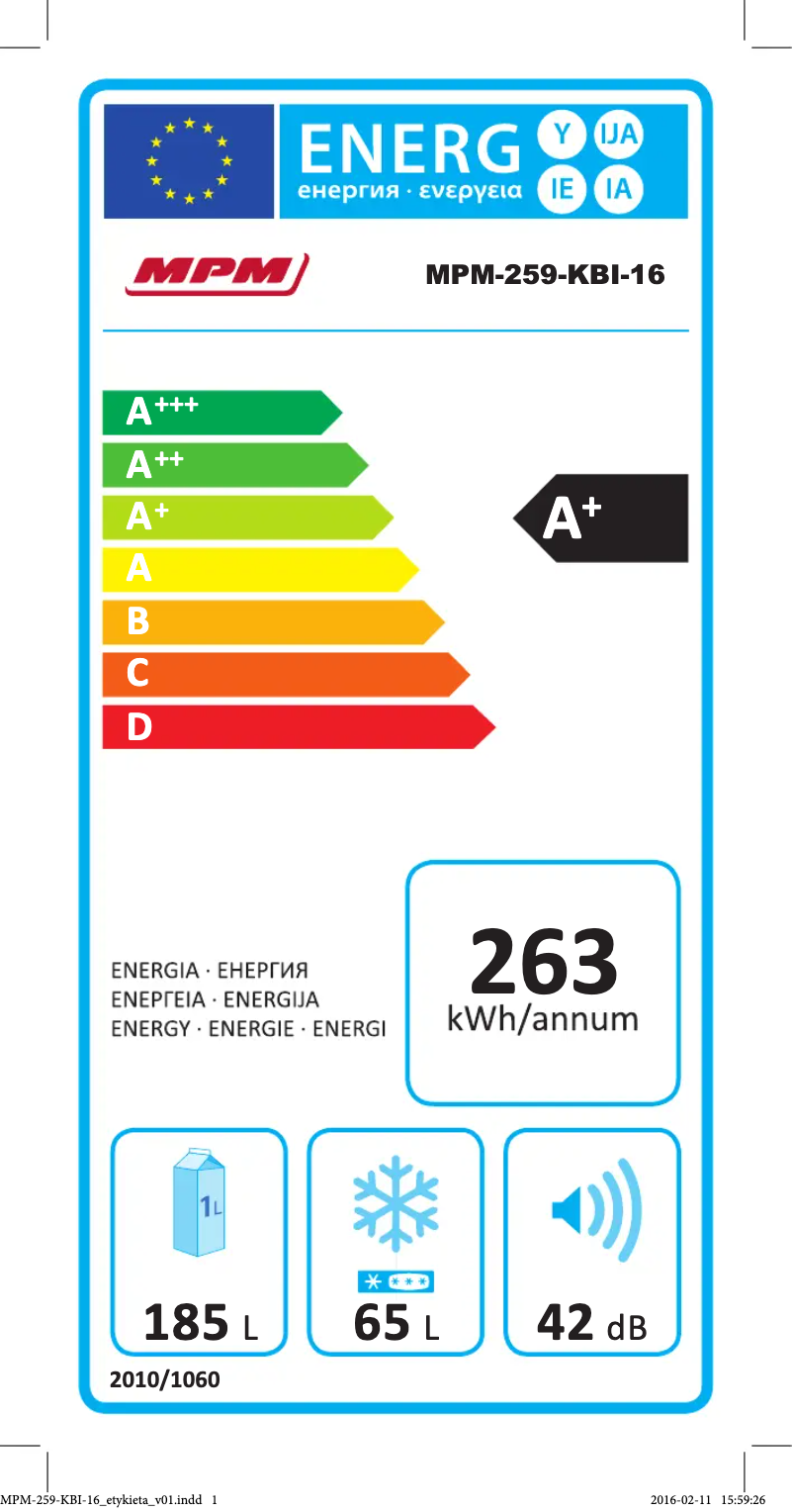 Page 1 de la notice Manuel utilisateur MPM MPM-259-KBI-16