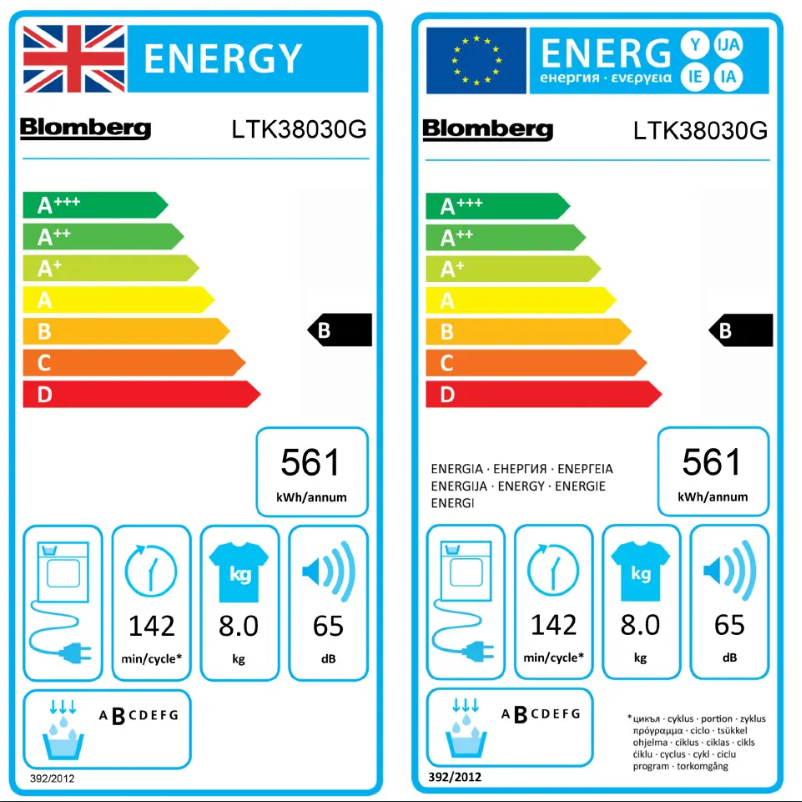 Page n°1 - Label énergétique Blomberg LTK38030G