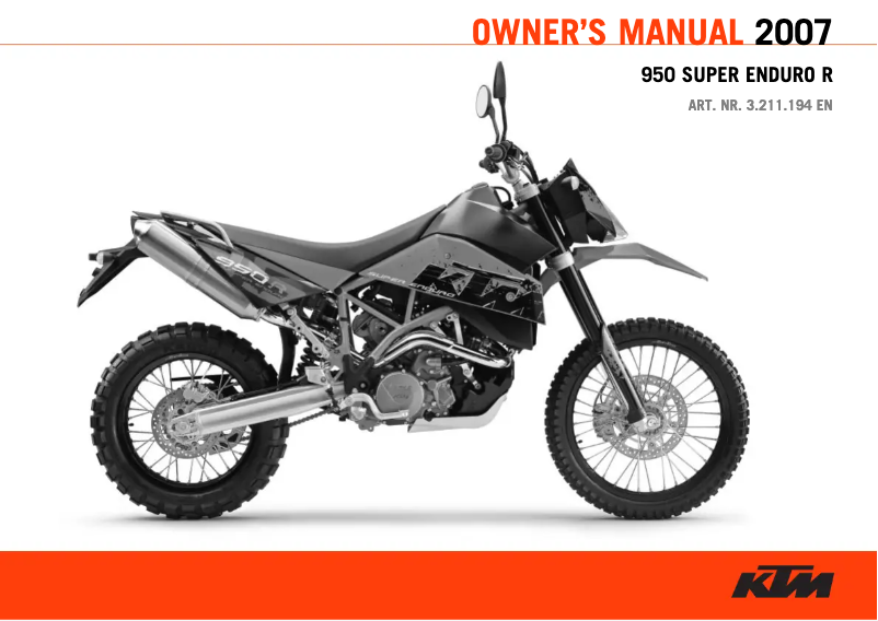 Image de la première page du manuel de l'appareil 950 Super Enduro R (2007)
