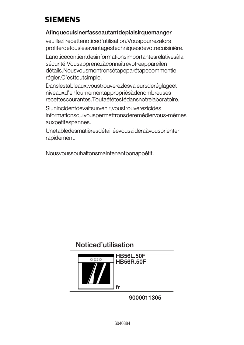 Page n°1 - Mode d'emploi Siemens HB56R550F