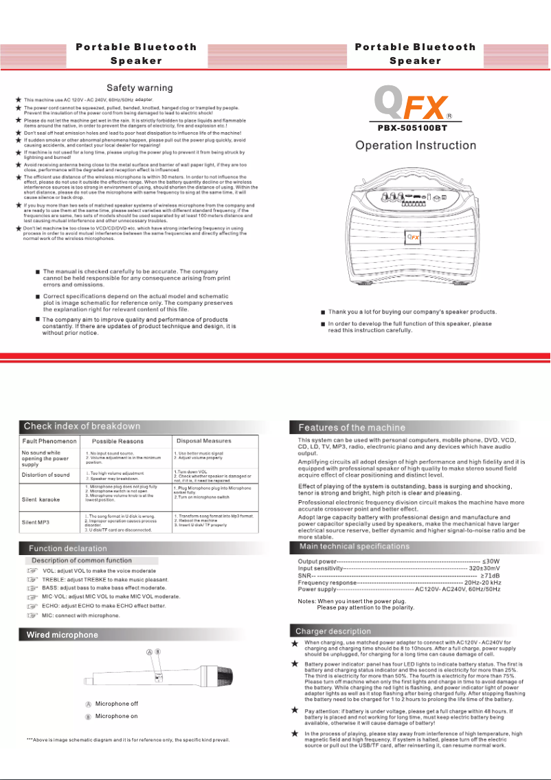 Image de la première page du manuel de l'appareil PBX-505100BT