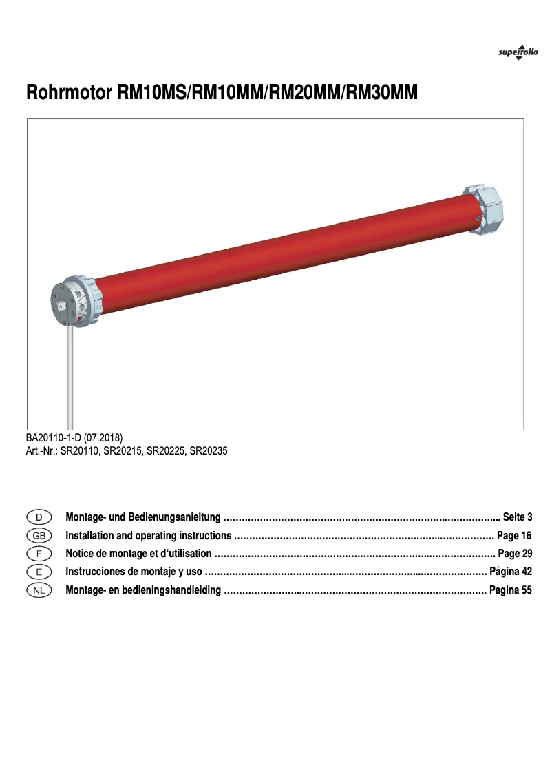 Image de la première page du manuel de l'appareil RM20MM