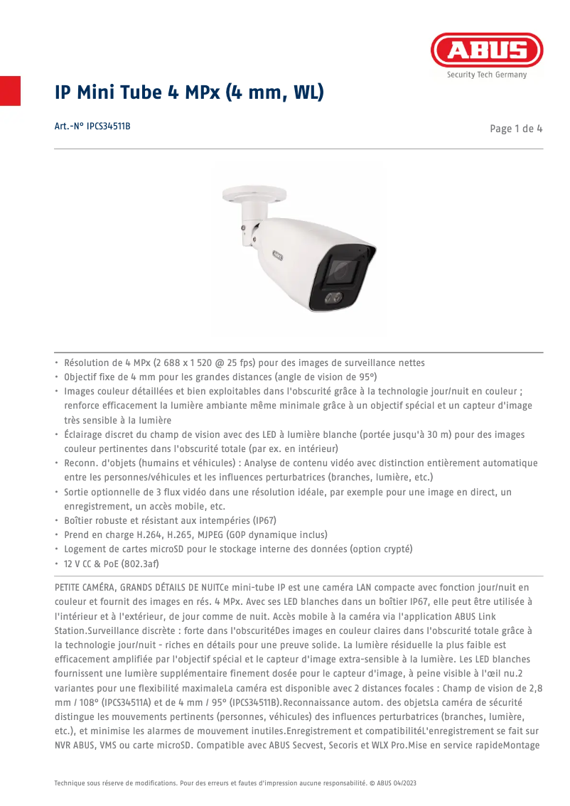 Imagen de la primera página del manual del dispositivo IPCS34511B