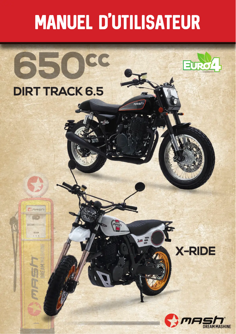 Page 1 de la notice Manuel utilisateur Mash Dirt Track 650cc (2019)