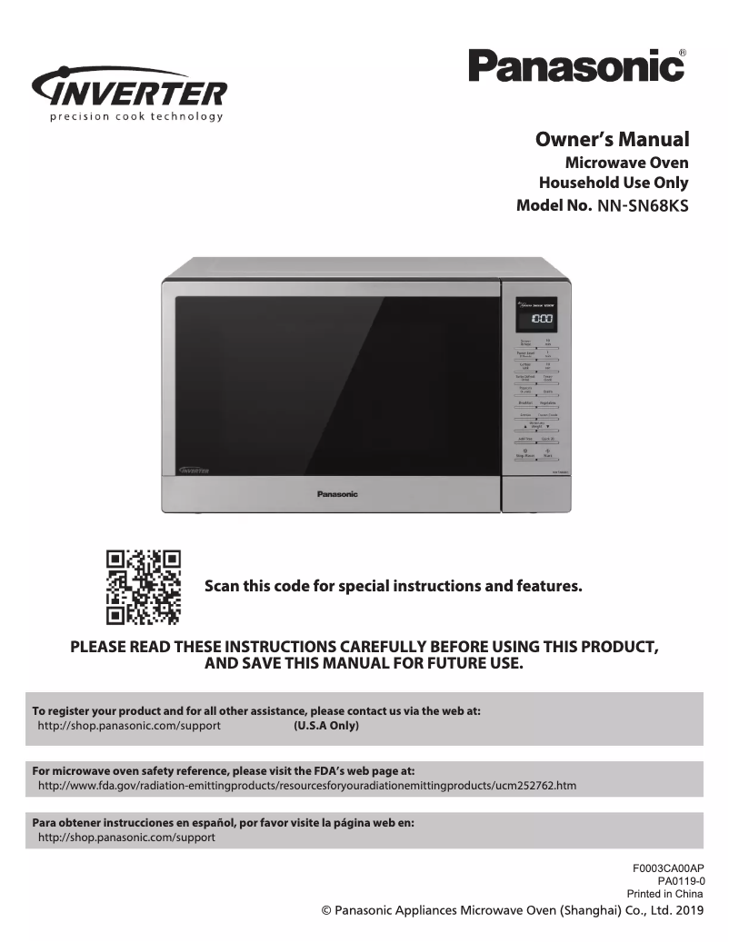 Page n°1 - Manuel utilisateur Panasonic Inverter NN-SN68KS