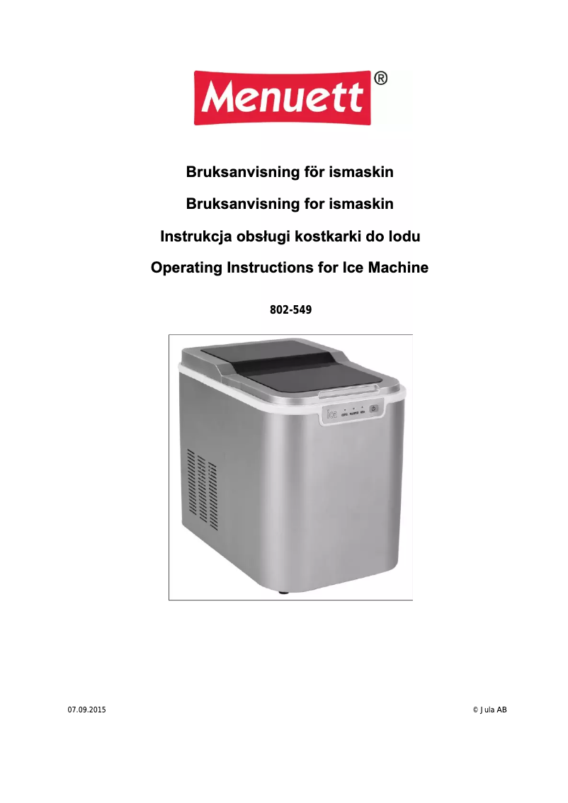 Image de la première page du manuel de l'appareil 802-549