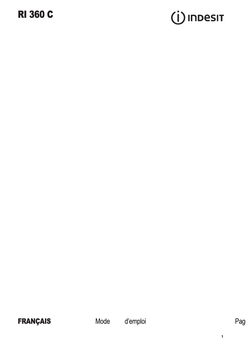 Page n°1 - Manuel utilisateur Indesit RI 360 C