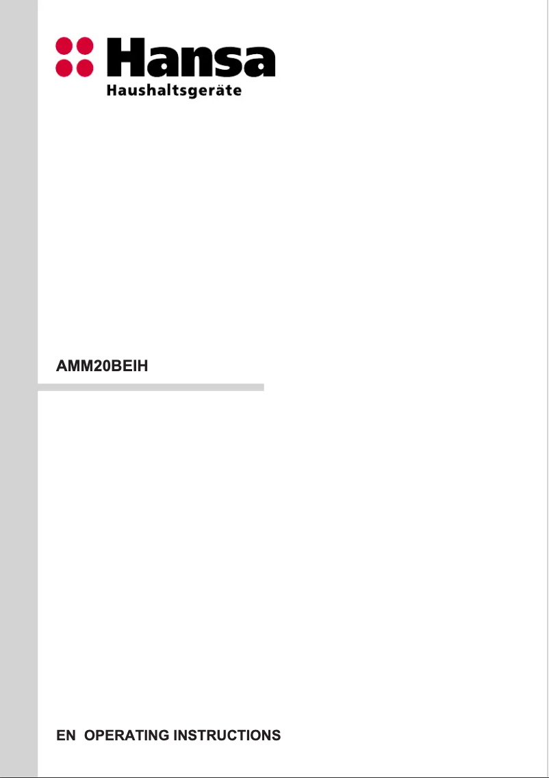 Page n°1 - Manuel utilisateur Hansa AMM20BEIH
