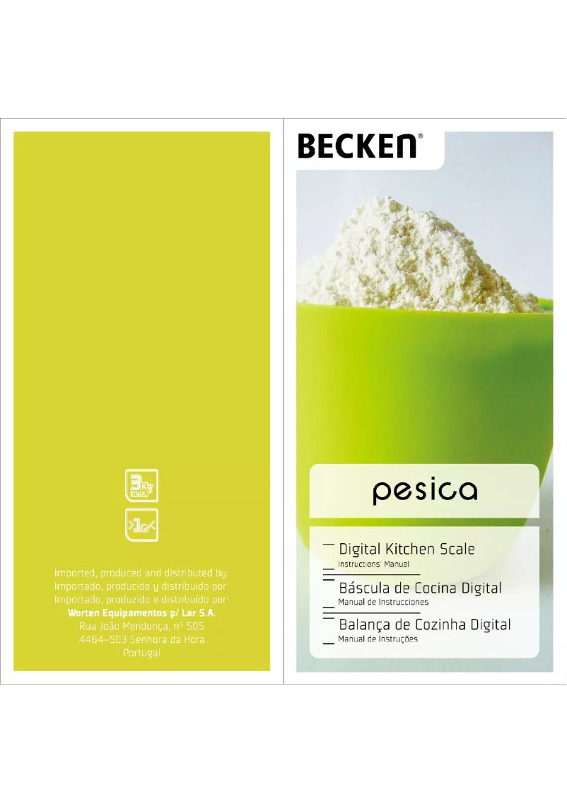 Page n°1 - Manuel utilisateur Becken Pesica