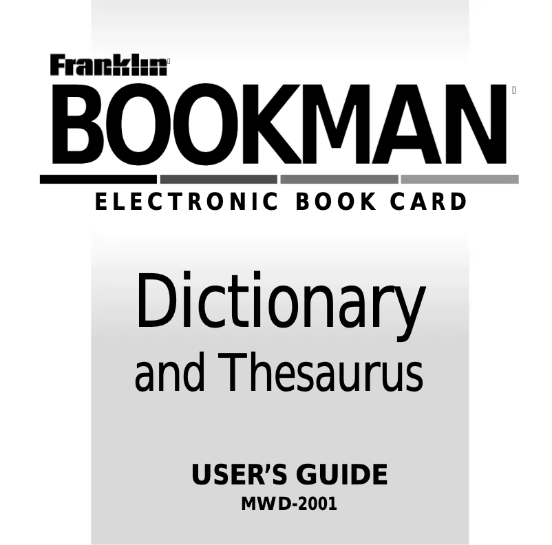 Image de la première page du manuel de l'appareil MWD-2001 Bookman