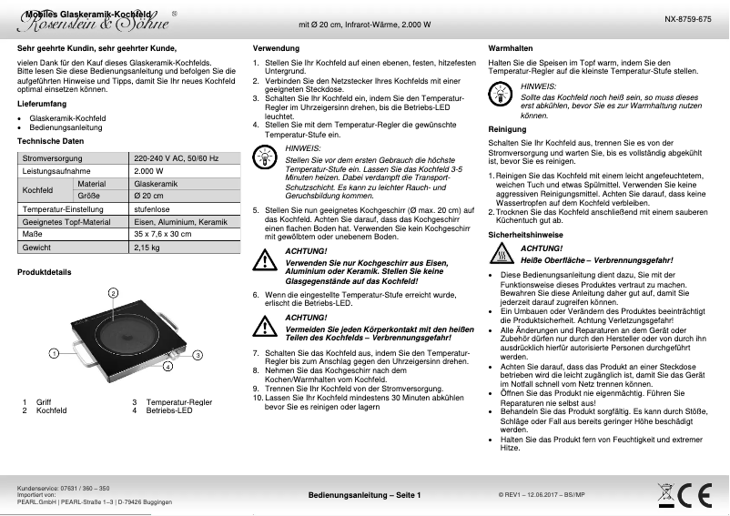 Página 1 del manual Manual de usuario Rosenstein & Söhne NX-8759-919