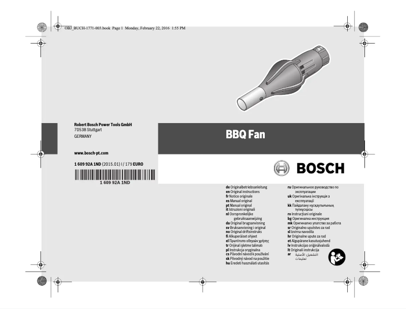 Page 1 de la notice Manuel utilisateur Bosch 1600A001YC