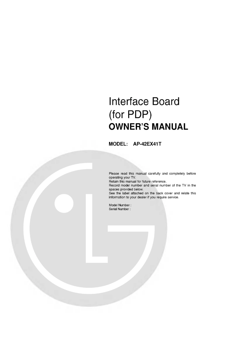 Page 1 de la notice Manuel utilisateur LG 42PX4MV