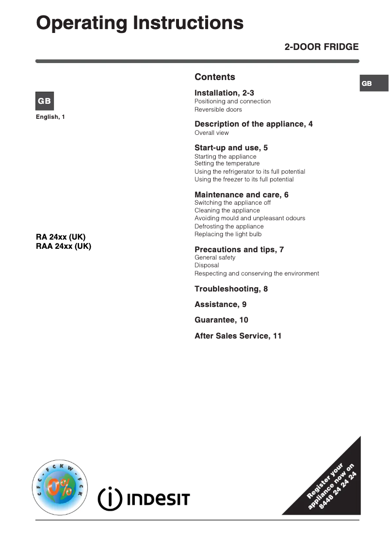 Image de la première page du manuel de l'appareil RAA 24 S (UK)