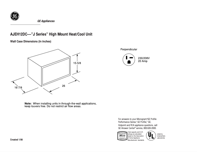 Image de la première page du manuel de l'appareil AJEH12DC