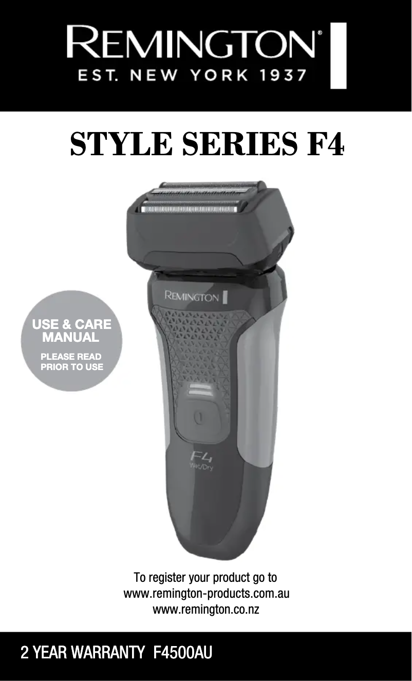 Page 1 de la notice Manuel utilisateur Remington Style F4 F4500AU