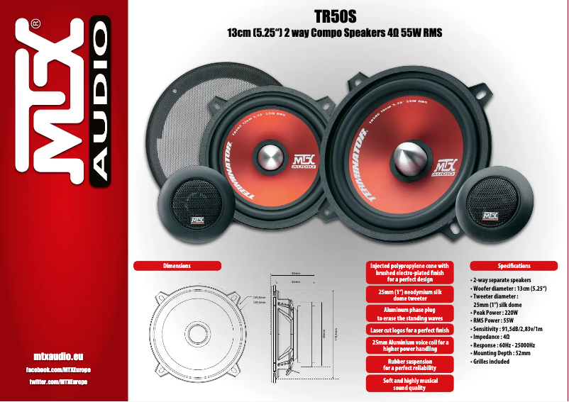 Page 1 de la notice Manuel utilisateur MTX Audio TR50S