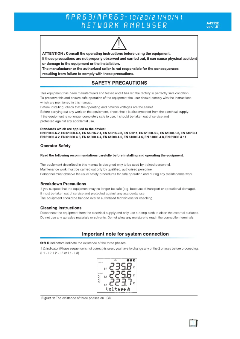 Page n°1 - Manuel utilisateur ENTES MPR-63-42