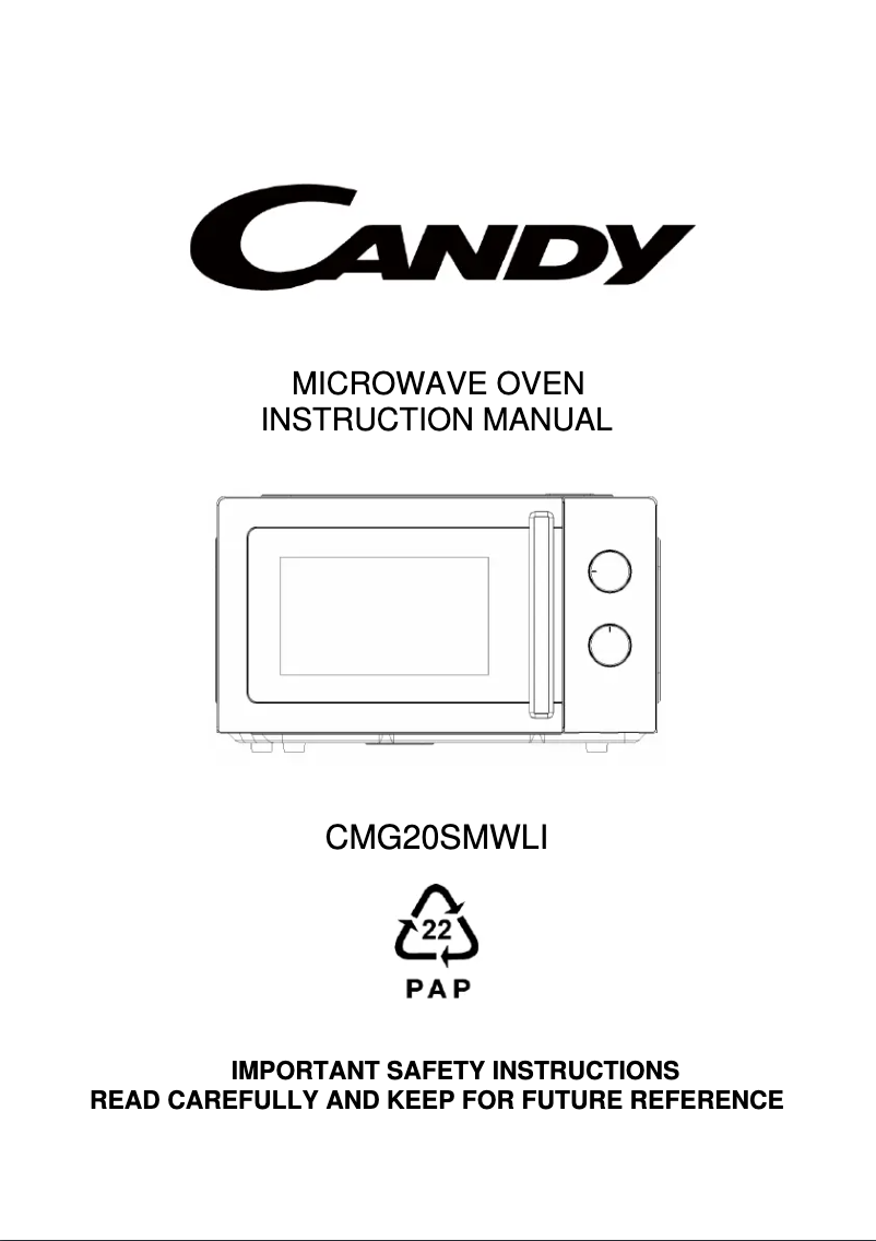 Page n°1 - Manuel utilisateur Candy CMG20SMWLI-07