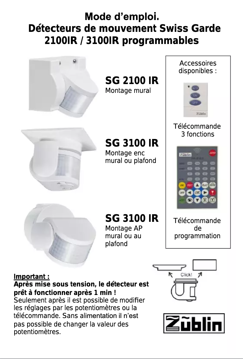 Página 1 del manual Manual de usuario Züblin Swiss Garde SG 3100 IR