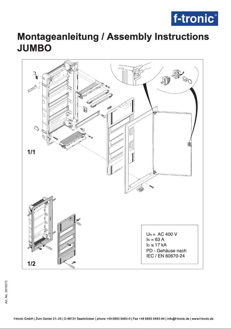 Page n°1 - Manuel utilisateur F-Tronic JUMBO
