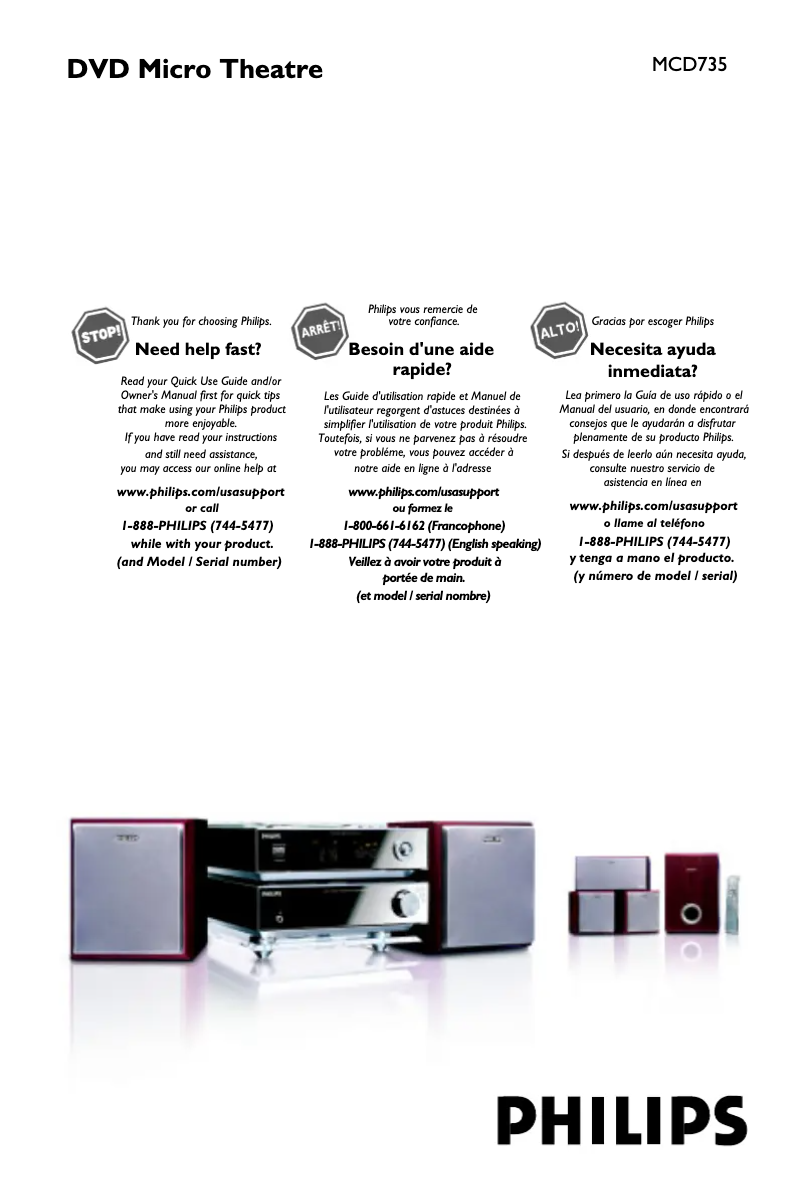 Imagen de la primera página del manual del dispositivo MCD735