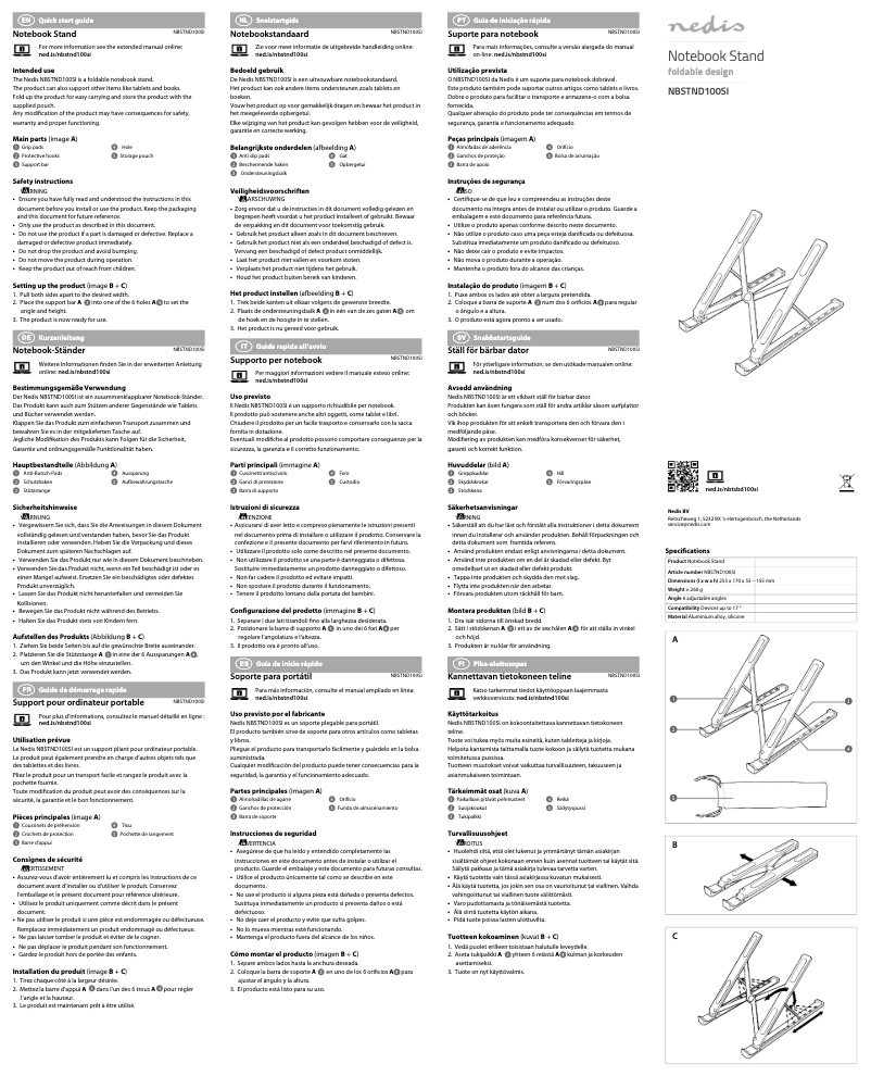 Image de la première page du manuel de l'appareil NBSTND100SI