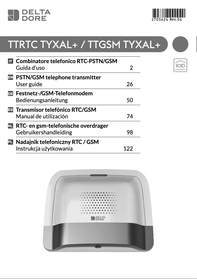 Image de la première page du manuel de l'appareil Tyxal+ TTGSM