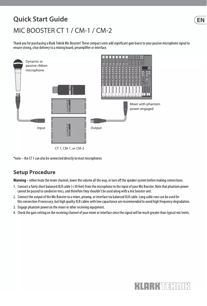 Página 1 del manual Manual de usuario Klark Teknik CM-2