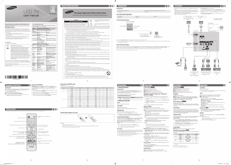 Page 1 de la notice Manuel utilisateur Samsung UA28J4000AR