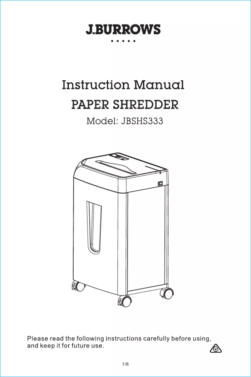 Page n°1 - Manuel utilisateur J.Burrows Micro Cut Shredder S333