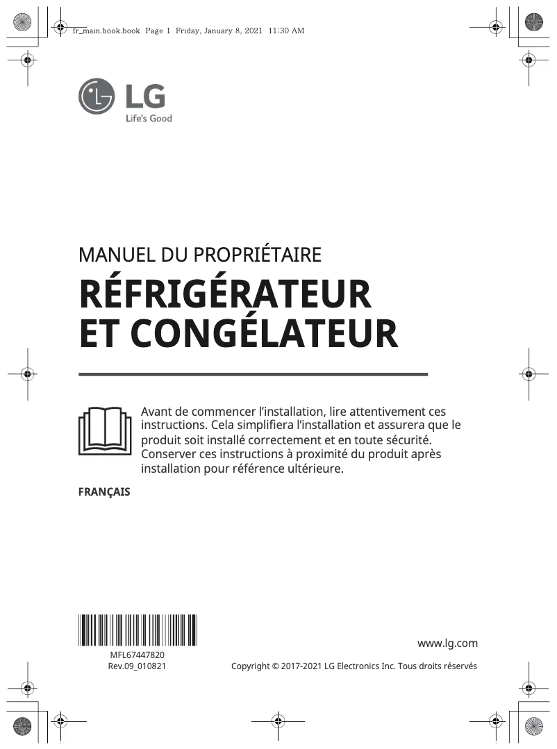Page 1 de la notice Manuel utilisateur LG GSL6646PS
