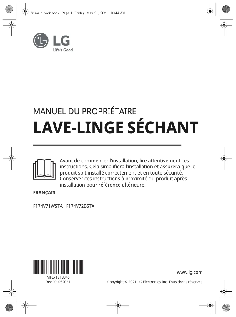 Page n°1 - Manuel utilisateur LG F174V72BSTA