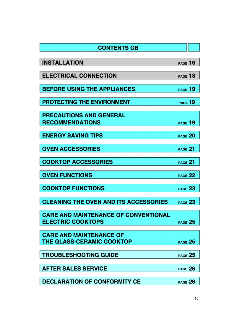 Page 1 de la notice Manuel utilisateur Bauknecht ESZH 3463 BR Fornuis