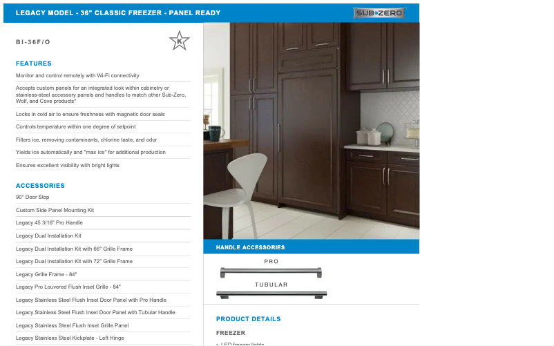 Page 1 de la notice Manuel utilisateur Sub-Zero BI-36F/O