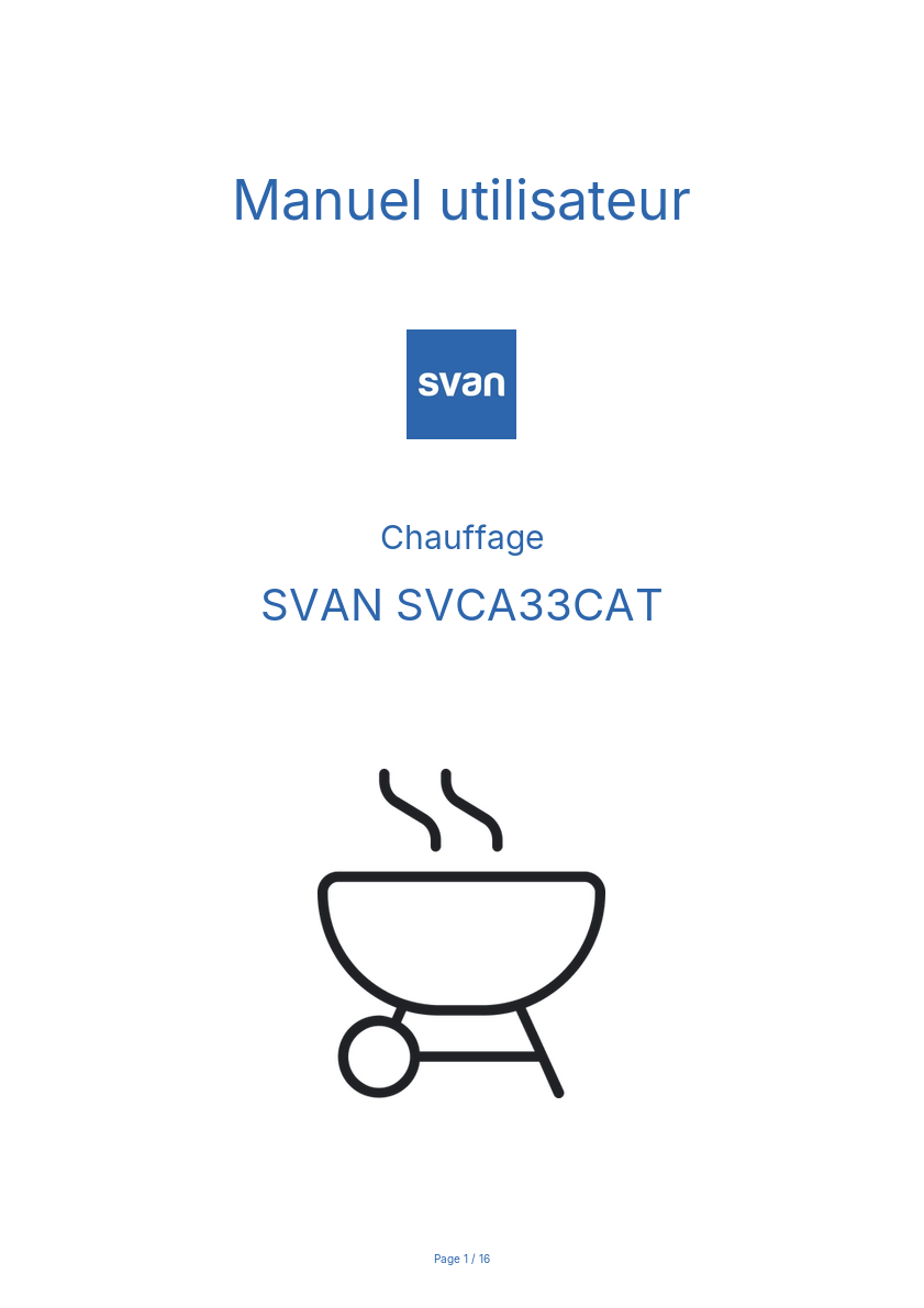Page n°1 - Manuel utilisateur SVAN SVCA33CAT