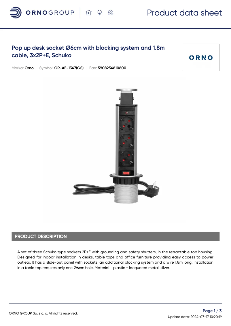 Image de la première page du manuel de l'appareil OR-AE-1347