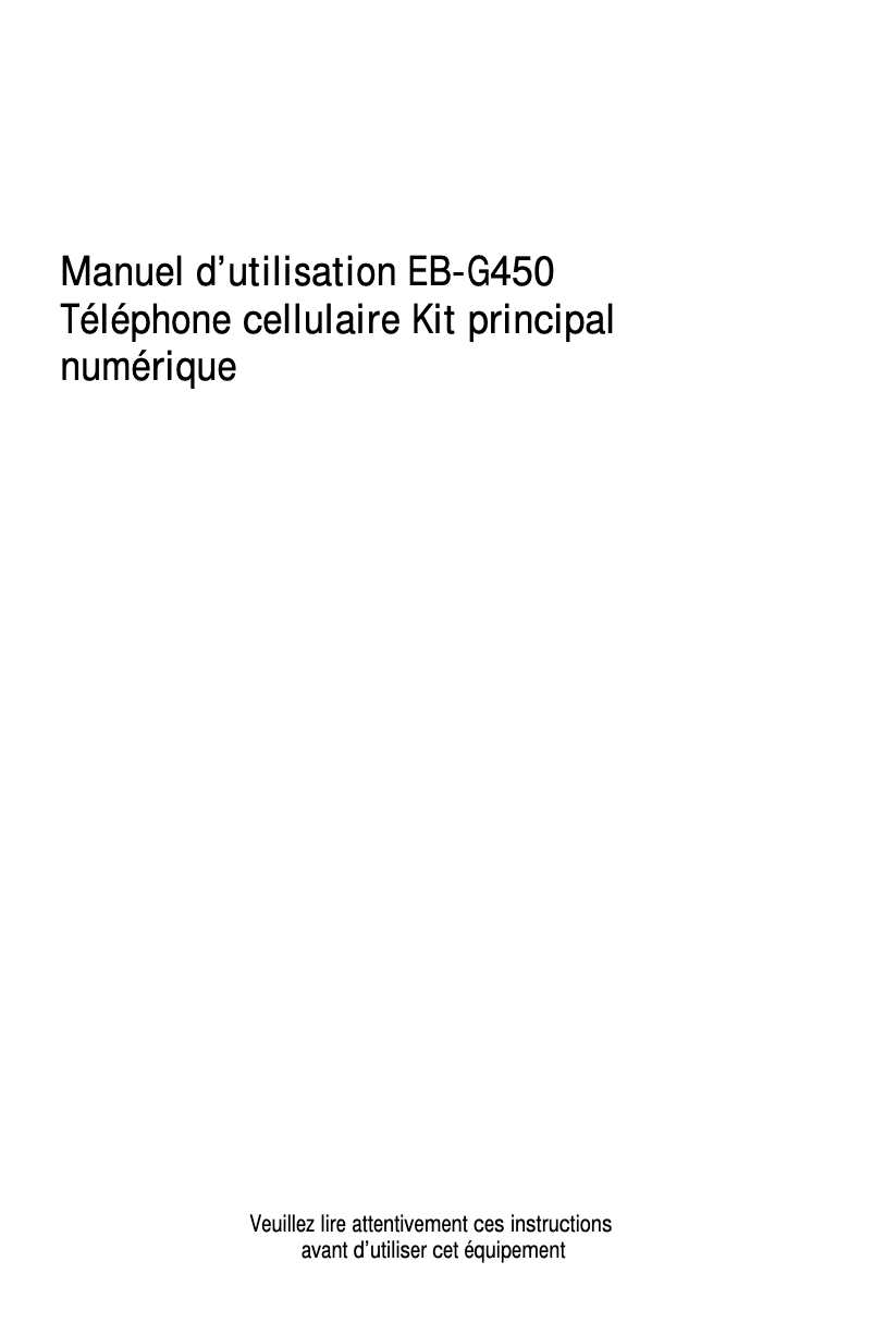 Image de la première page du manuel de l'appareil EB-G450