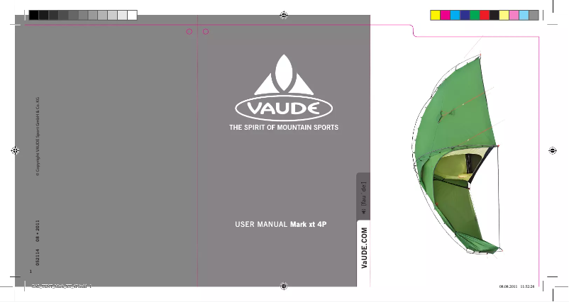 Page 1 de la notice Manuel utilisateur Vaude Mark XT 4P